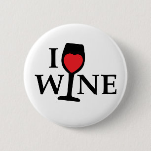 I love wine, I like wine with red heart Button