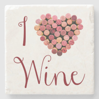I Love Wine Stone Coaster