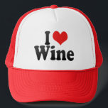 I Love Wine Trucker Hat<br><div class="desc">I Love Wine
 Great I Love Wine product with a big heart filled with red stripes. This and many more Wine gifts,  with also other red wine  products for Wine lovers available at our store.</div>