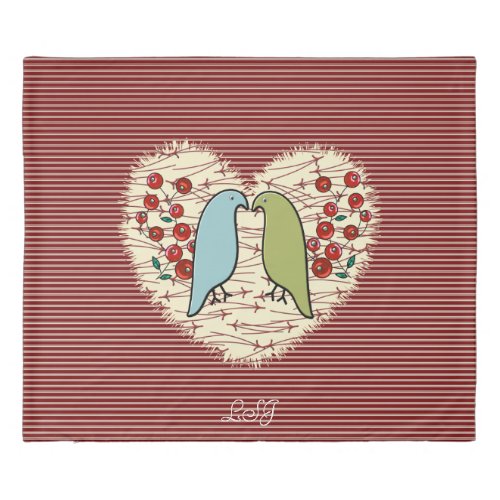 I Love Winter Birds and Berries King Duvet Cover