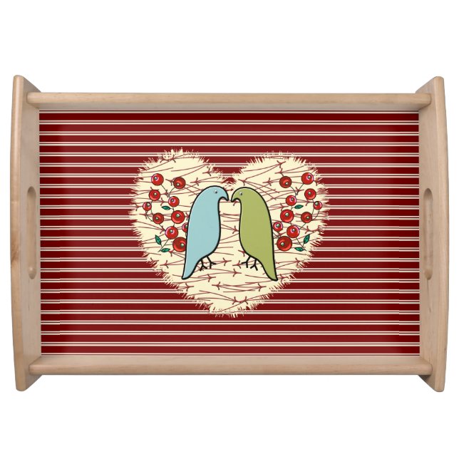 I Love Winter Birds and Berries  Serving Tray (Front)