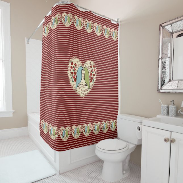 I Love Winter Birds and Berries Shower Curtain (In Situ)