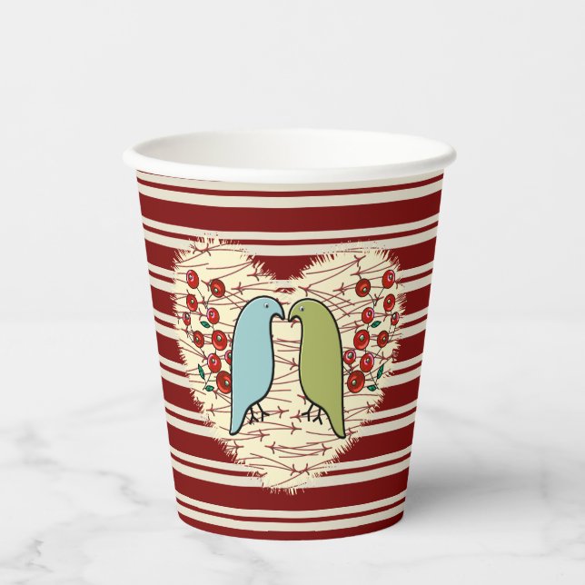 I Love Winter Birds and Berries v Paper Cups (Front)