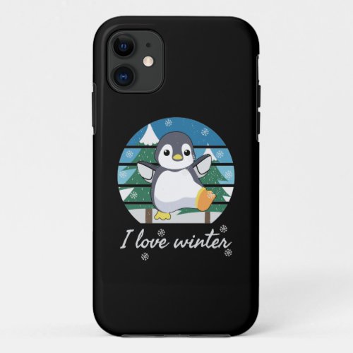I Love Winter  cute baby penguin  winter lovers iPhone 11 Case