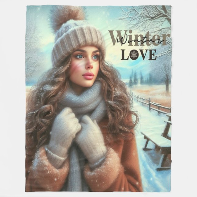 I love winter  fleece blanket (Front)