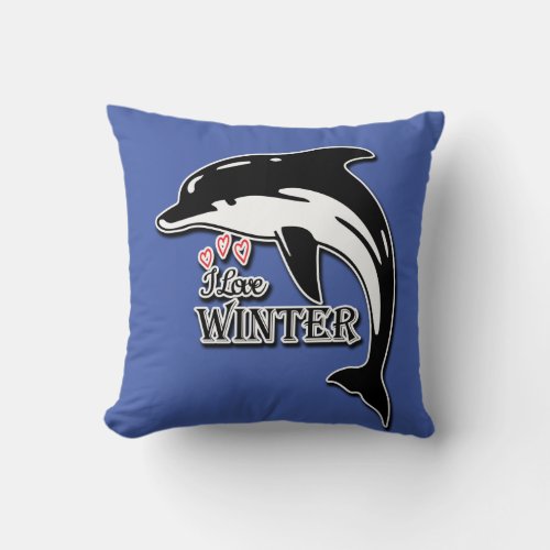 I Love Winter Throw Pillow