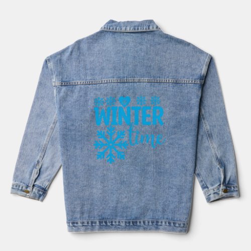 I Love Winter Time Cute Snow Wintertime  Denim Jacket