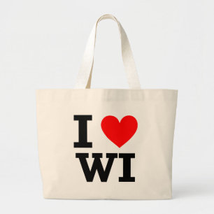 I Love Wisconsin Design Large Tote Bag