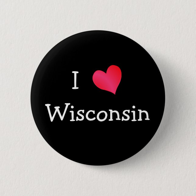 I Love Wisconsin Pinback Button (Front)