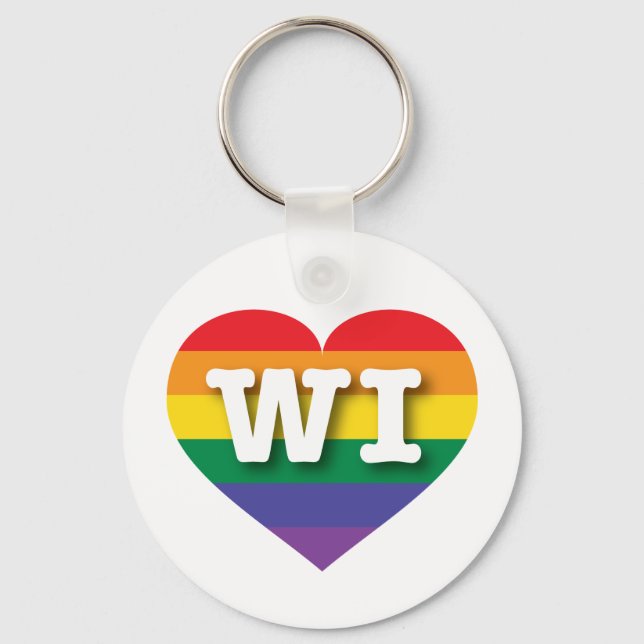 I Love Wisconsin Rainbow Heart Keychain (Front)