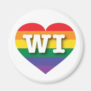 I Love Wisconsin Rainbow Heart Magnet