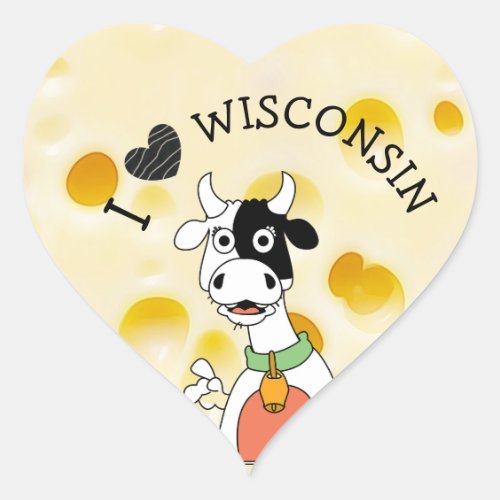 I Love Wisconsin Swiss Cheese and Cow Stickers