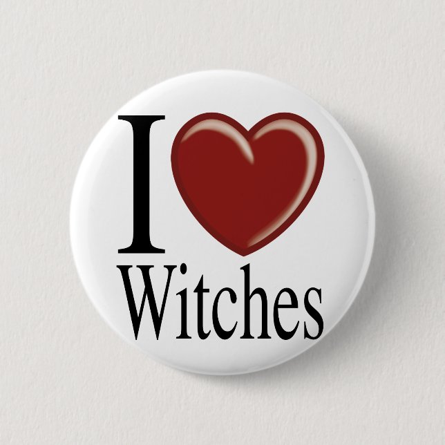 I LOVE WITCHES PINBACK BUTTON (Front)
