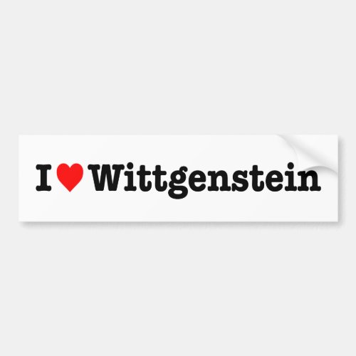 I LOVE WITTGENSTEIN BUMPER STICKER