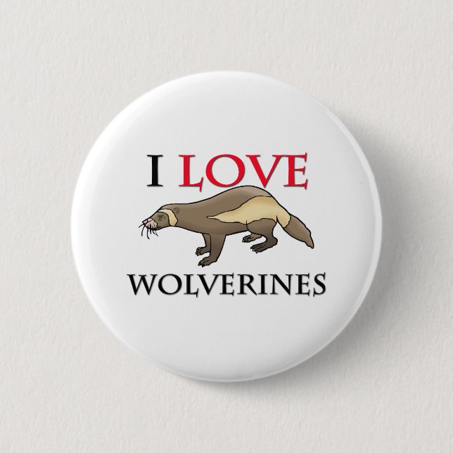 I Love Wolverines Pinback Button (Front)