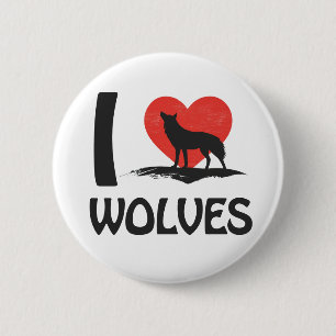 I love Wolves Button
