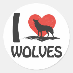I love Wolves Classic Round Sticker