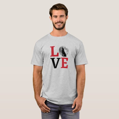 I Love Wolves_T_Shirt with red and black lettering T_Shirt