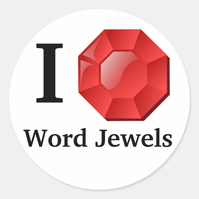 I Love Word Jewels Stickers (Front)