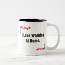 I love working at home hearts mugs