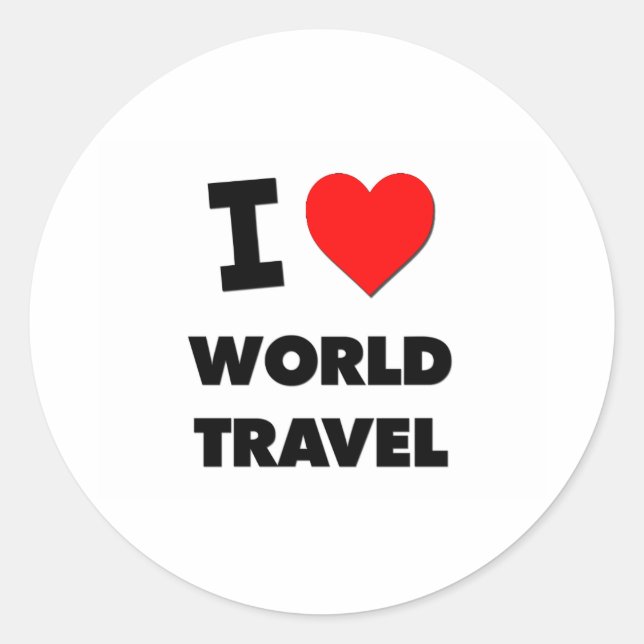 I love World Travel Classic Round Sticker (Front)