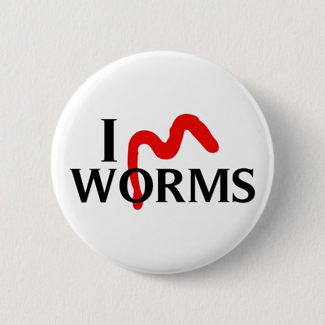 I Love Worms Button (Front)