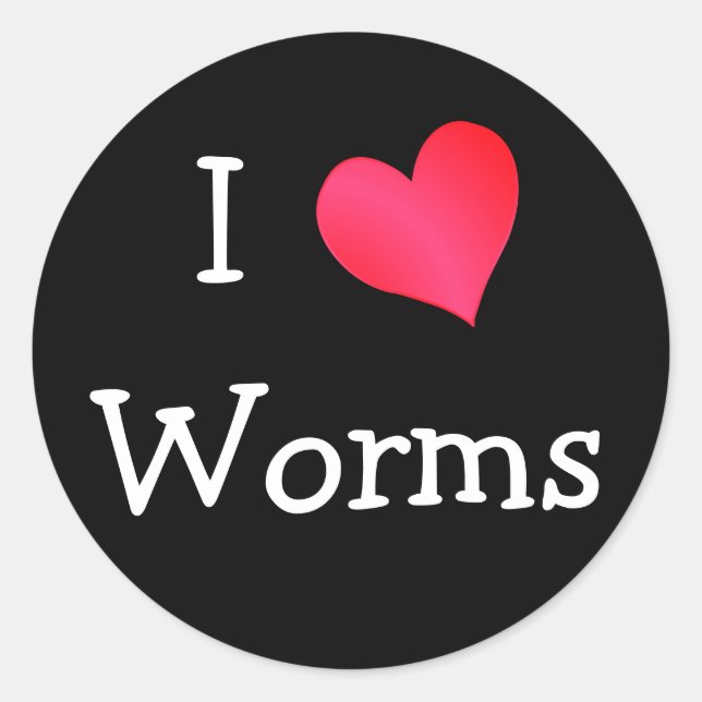 I Love Worms Classic Round Sticker (Front)