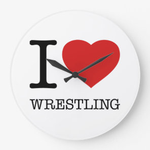 I love Wrestling Large Clock