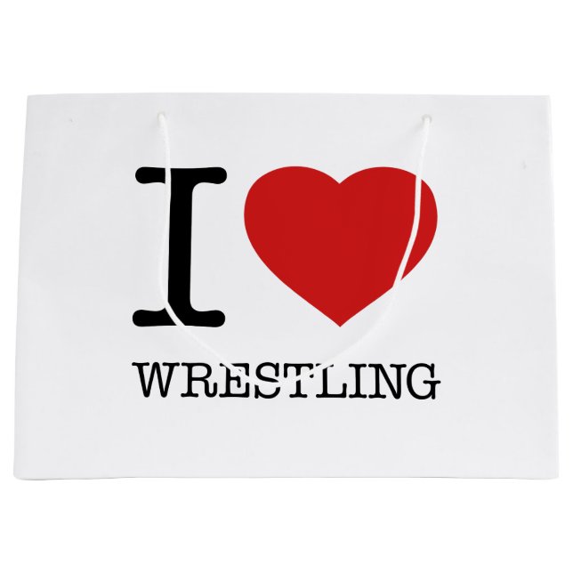 I love Wrestling Large Gift Bag (Front)