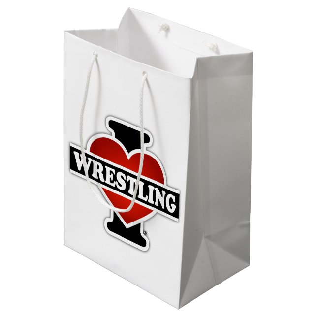 I Love Wrestling Medium Gift Bag (Front Angled)