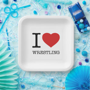 I love Wrestling Paper Plates