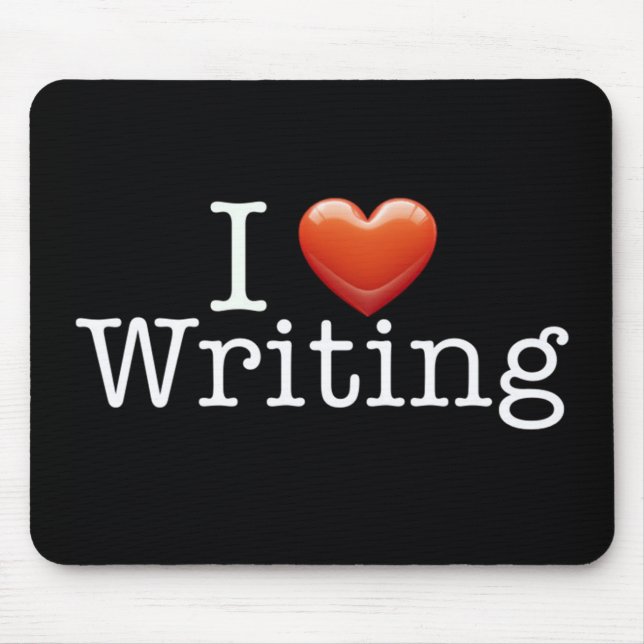 I Love Writing Black Mouse Pad (Front)