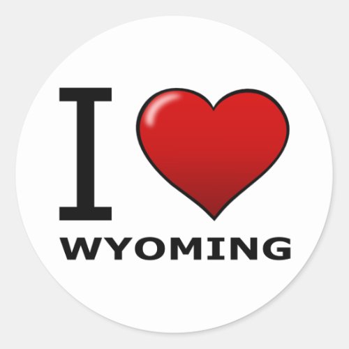 I LOVE WYOMING CLASSIC ROUND STICKER