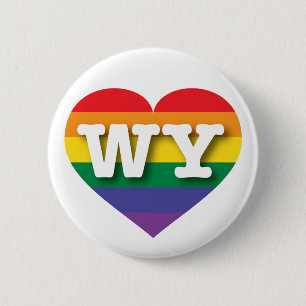 I Love Wyoming Rainbow Heart Pinback Button
