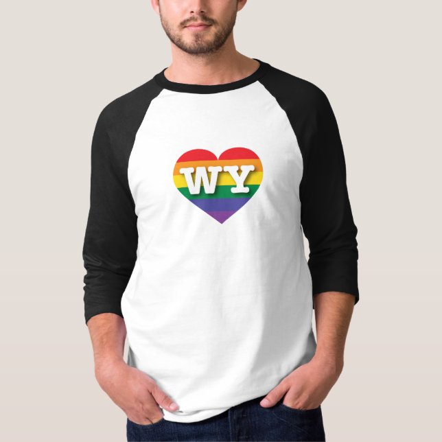 I Love Wyoming Rainbow Heart T-Shirt (Front)