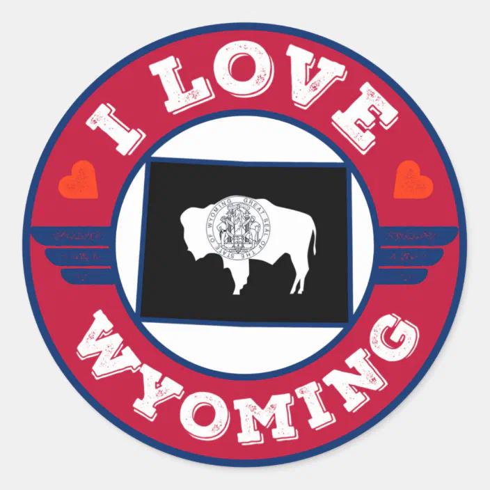 I Love Wyoming State Map Decals & Stickers 