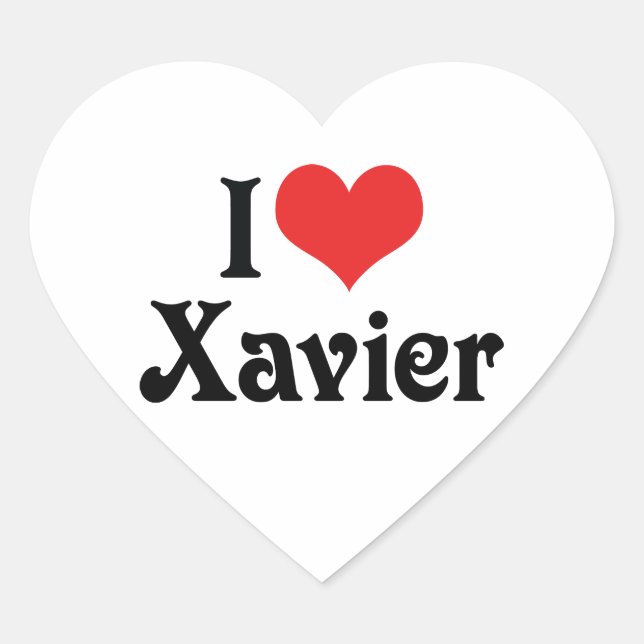 I Love Xavier Heart Sticker (Front)