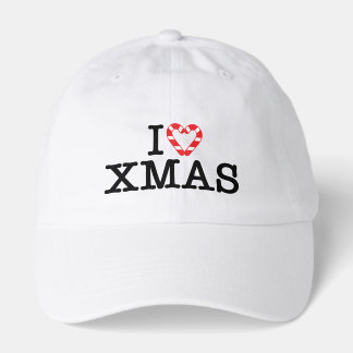 I Love Xmas Candy Cane Heart Hat