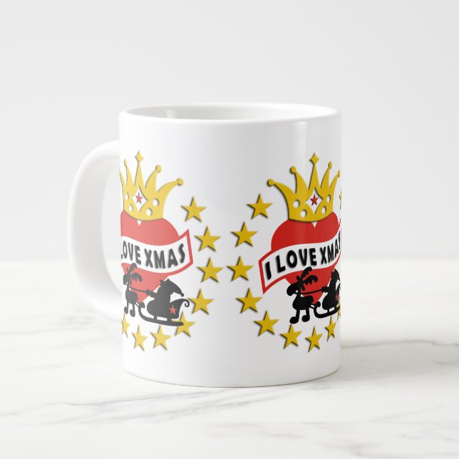 I LOVE Xmas + your background Giant Coffee Mug (Front Left)