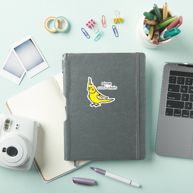 I Love Yellow Cockatiels Sticker (iPad Cover)