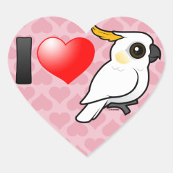 I Love Yellow-crested Cockatoos (down) Heart Sticker