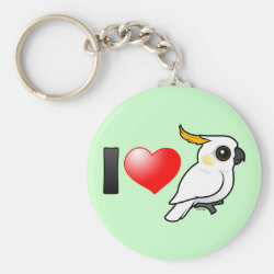I Love Yellow-crested Cockatoos (down) Basic Button Keychain