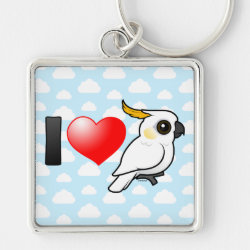 I Love Yellow-crested Cockatoos (down) Premium Square Keychain