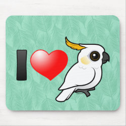I Love Yellow-crested Cockatoos (down) Mousepad