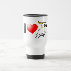 I Love Yellow-crested Cockatoos (down) Travel / Commuter Mug