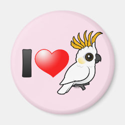 I Love Yellow-crested Cockatoos (up) Round Magnet
