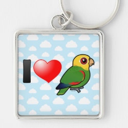 I Love Yellow-headed Amazons Premium Square Keychain