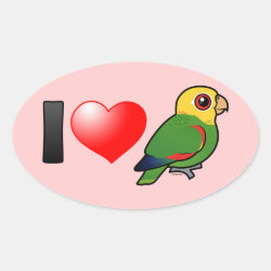 I Love Yellow-headed Amazons Oval Sticker