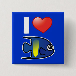 I Love Yellowbar Angelfish Button