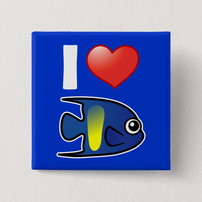 I Love Yellowbar Angelfish Button (Front)